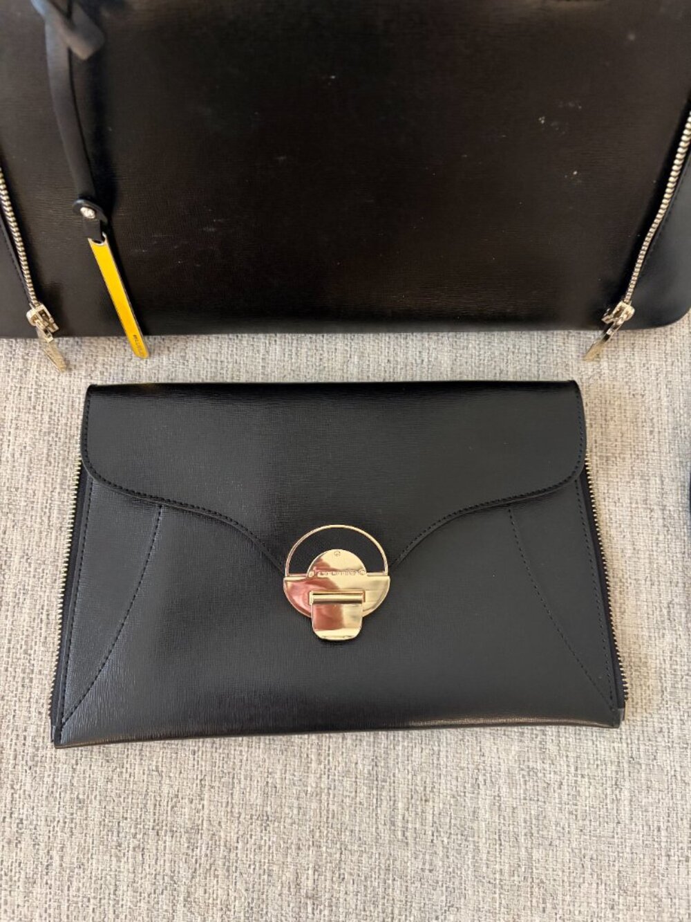 Classic Italian Leather Black Cromia Satchel w/Removeable Clutch and Purse Pouch - Picture 11 of 16